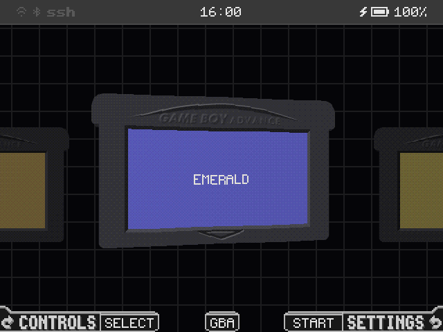 Emerald rising a little, then pulled down out of the bottom of the screen, and the game's screen coming on like a tube TV